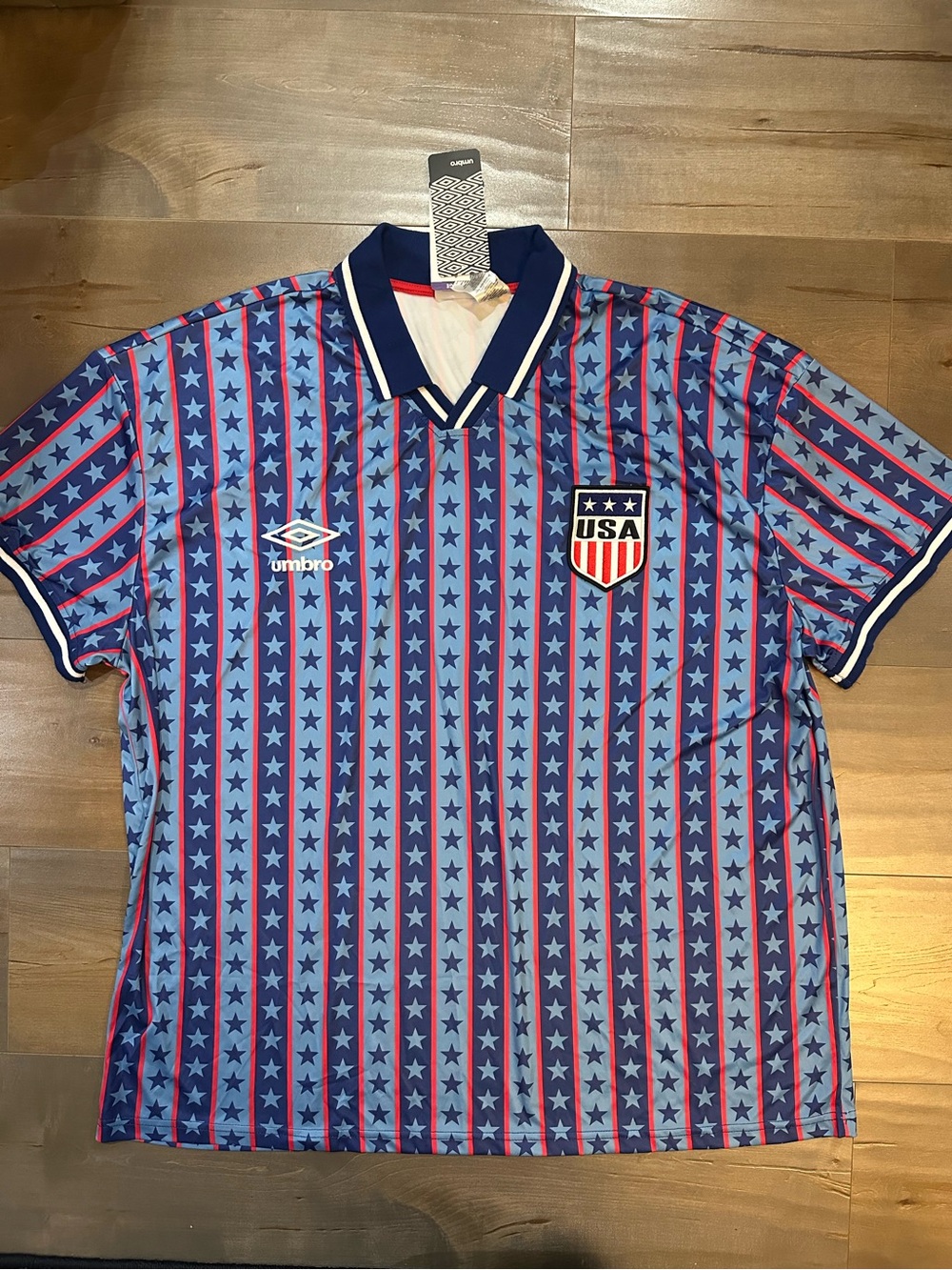 Umbro USA Stars & Stripes Short Sleeve Polo - Blue, Red, White